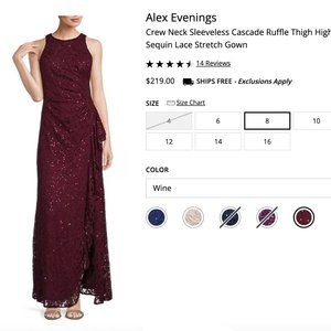 Alex Evenings Formal Dress, Size 8 in Wine/Burgundy color